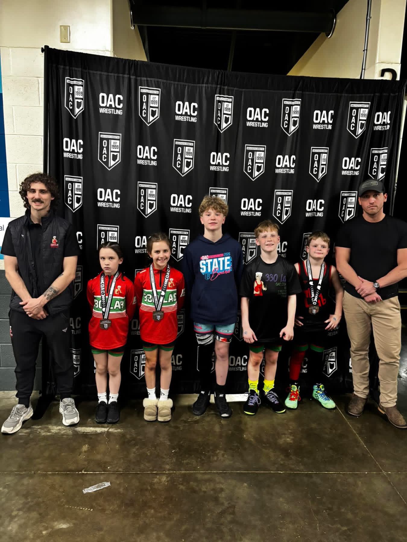330 LAB group photo at OAC wrestling backdrop